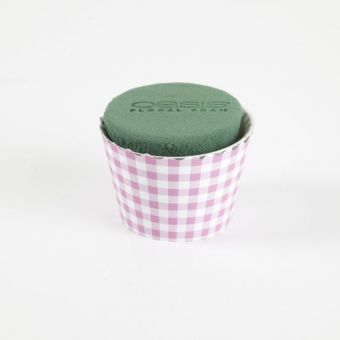 OASIS® Ideal Floral Foam Maxlife Cupcakes - Pink Gingham - 8cm (Pack of 6)