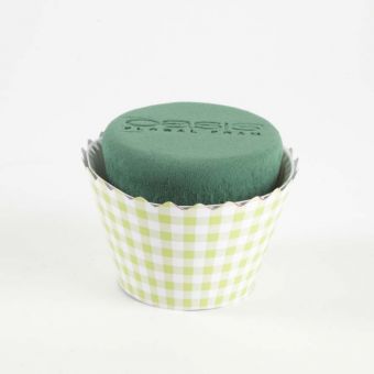 OASIS® Ideal Floral Foam Maxlife Cupcakes - Green Gingham - 12cm (Pack of 6)