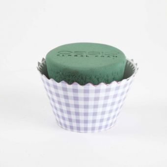 OASIS® Ideal Floral Foam Maxlife Cupcakes - Lilac Gingham - 12cm (Pack of 6)