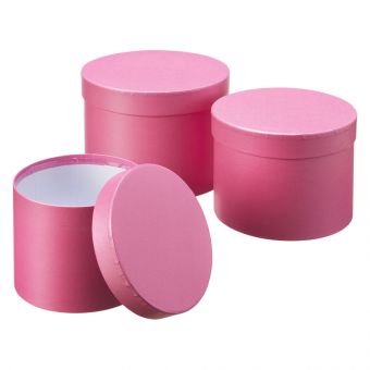 Symphony Lined Strong Pink Hat Boxes (Set of 3)