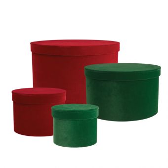 Extra Large Round Lined Velour Hat Boxes (Set of 3)