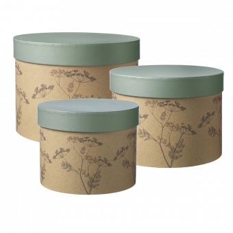 Round Cow Parsley Lined Hat Box (Set of 3)