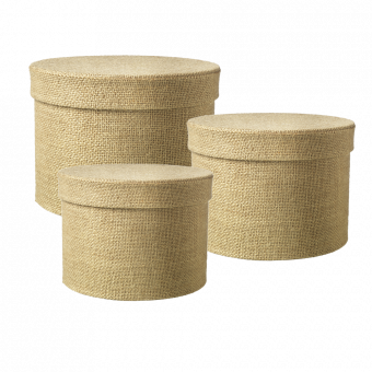 Round Hessian Lined Hat Box (Set of 3)