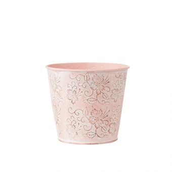 Jasmine Pink Lined Tin Pot 13cm
