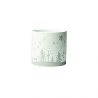 Snowy Night Cylinder Pot - White - 15.5cm