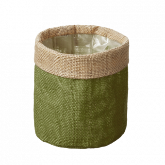 Hessian Lined Bag - Olive Green - 13cm