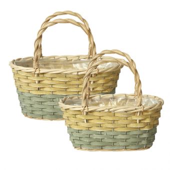Ellie Shopper Lined Baskets (Set of 2) - Yellow/Green