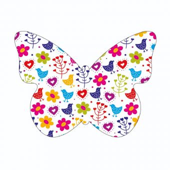 Bright coloured Flowers, Hearts and Birds (Pack of 12)