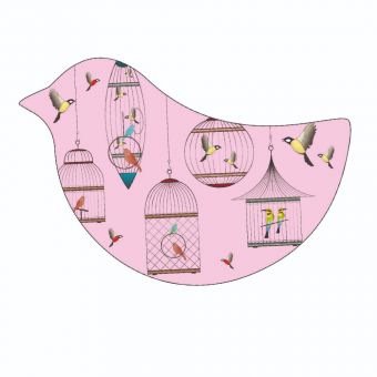 Birds and Bird Cages on a Pink background (Pack of 12)