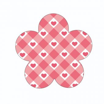 Pink Hearts in White and Pink Diamonds (Pack of 12)
