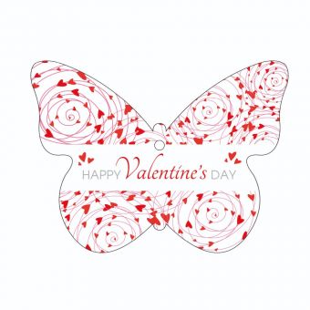 Happy Valentines Day - Heart Pattern - Butterfly (Pack of 12)