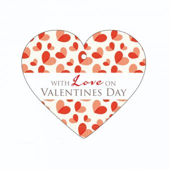 With Love on Valentines Day - Red Hearts - Heart (Pack of 12)