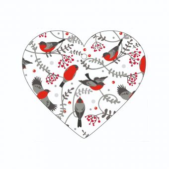 Christmas Birds and Berries - Heart (Pack of 12)