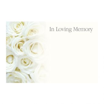 In Loving Memory, White Rose Pattern (Pack of 50)