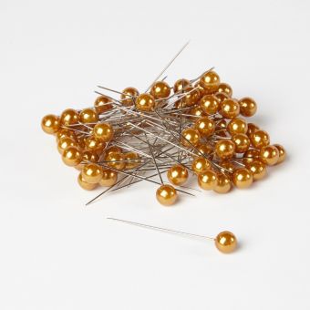 Round Headed Pearl Pins - Gold - 65mm x 10mm (Pack of 72)
