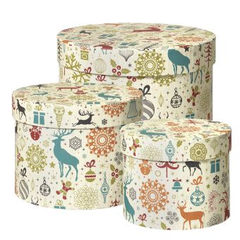 Artic Deer Lined Hat Boxes - Set of 3