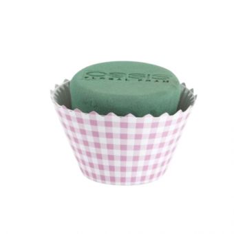 OASIS® Ideal Floral Foam Maxlife Cupcakes - Pink Gingham - 12cm (Pack of 6)