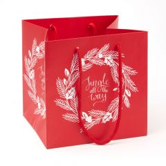 Porto Bag - Wreath - Jingle All The Way - Red/White - 18x20cm (Pack of 10)