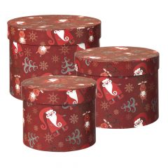 Secret Santa Lined Hat Boxes - Set of 3