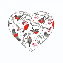 Christmas Birds and Berries - Heart (Pack of 12)