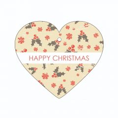 Happy Christmas - Holly - Heart (Pack of 12)