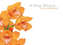 In Loving Memory of a Dear Grandad - Orange Orchid Large Remembrance Card 