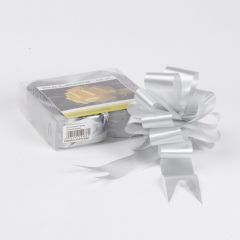 Pull Bow - Silver - 5cm, 18 loop bow (Pack of 20)