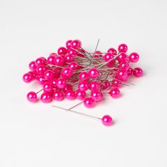 Round Headed Pearl Pins - Strong Pink - 65mm x 10mm (Pack of 72)