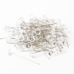Diamante Pins - Clear Head, Silver Pin - 50mm x 8mm (Pack of 100)